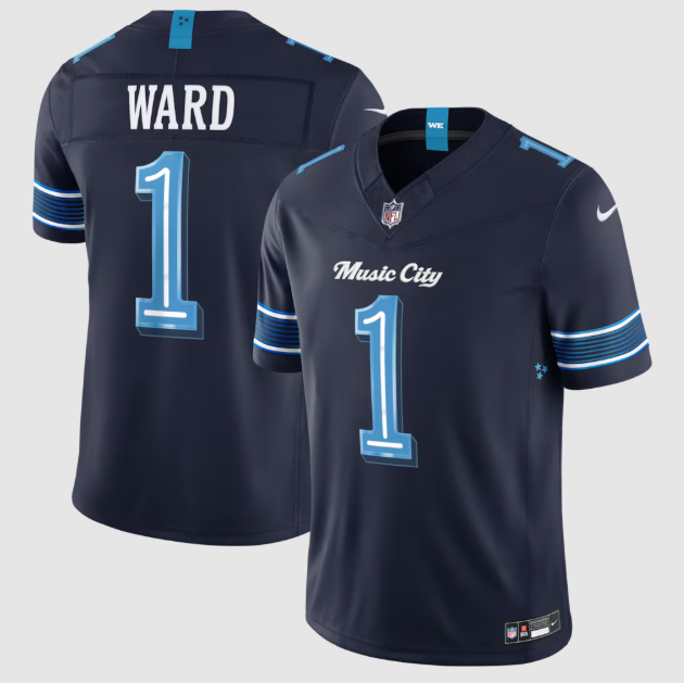 Tennessee Titans Cameron Ward Navy 2026 Rivalries Collection Stitched Limited Jersey