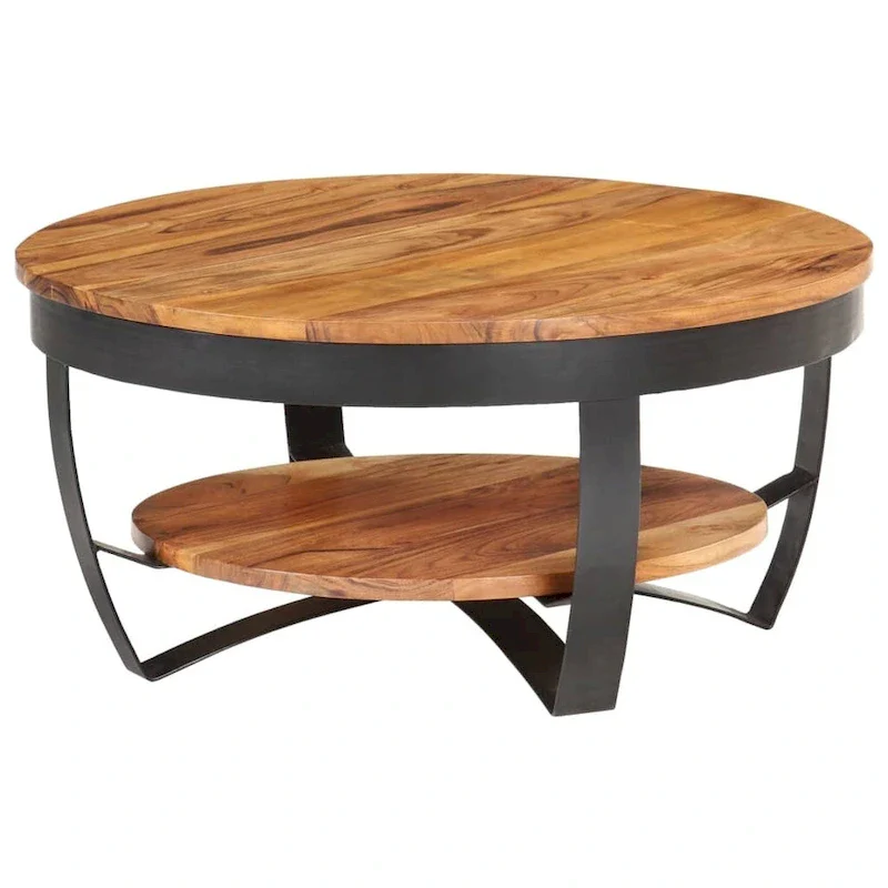 vidaXL Coffee Table 25.6x25.6x12.6 Solid Acacia Wood