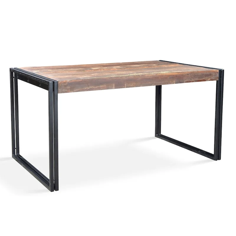 Reclaimed Wood & Iron Dining Table, Brown/Black, Seats 4–6