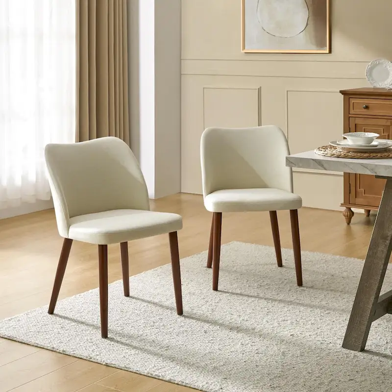 Melisa Upholstered Solid Wood Dining Chair Set of 2 by HULALA HOME