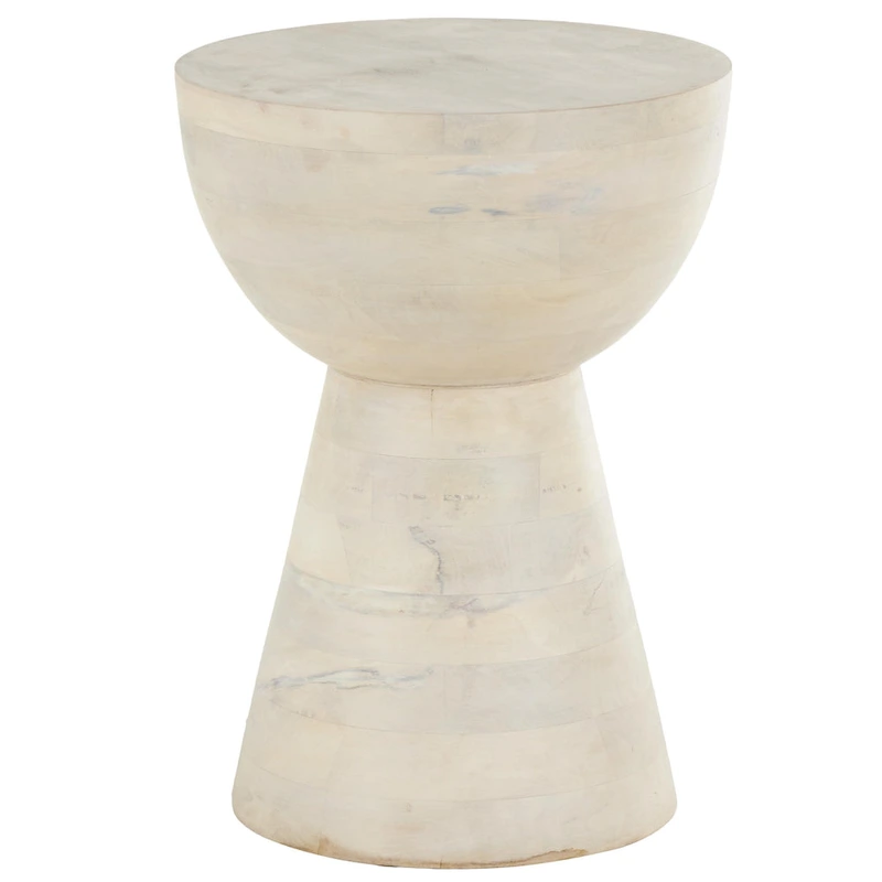 Mango Wood Side End Accent Table - Cream - Roche River Decor