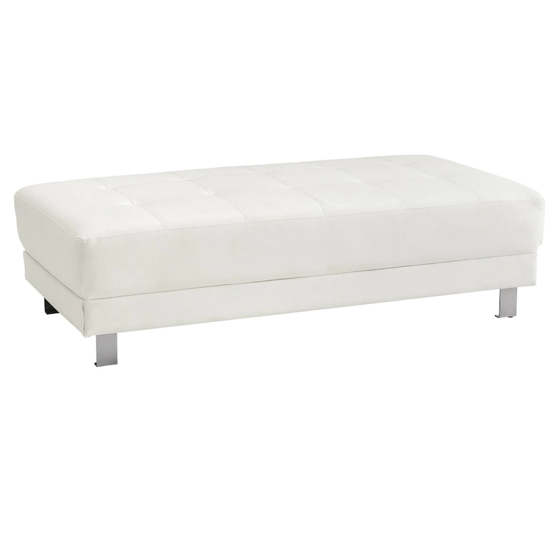 Faux Leather Upholstered Tufted Ottoman - 57 - White