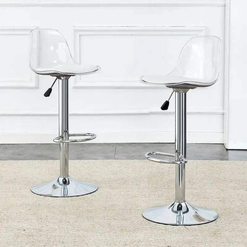 Swivel Bar Stools Set of 2, Counter Height Barstools with Backrest, Dining Room Chairs with Footrest and PU Seats