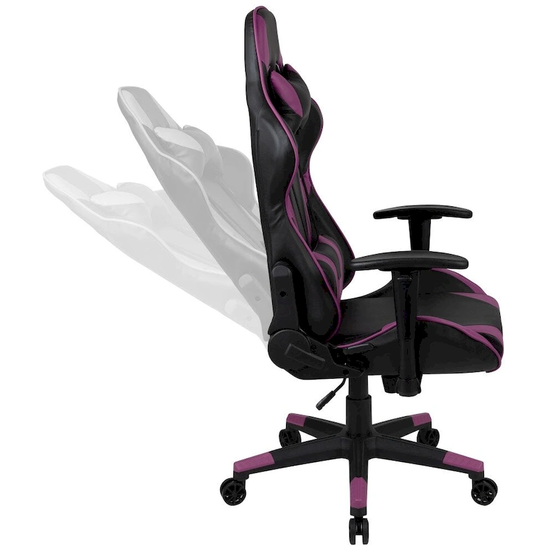 Racing Gaming Ergonomic Chair with Fully Reclining Back in Red LeatherSoft