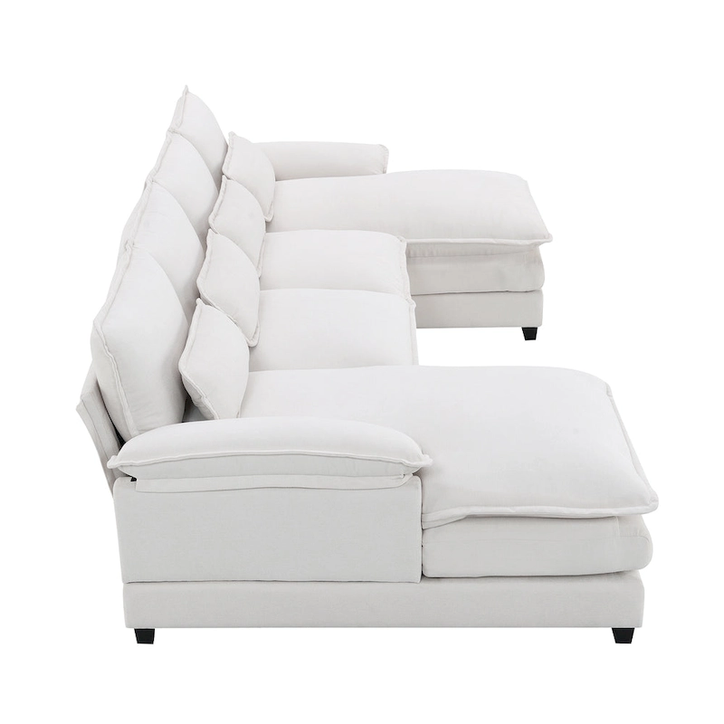 Modern Upholstered 6-Seat Modular U-Shaped Sleeper Sectional Sofa