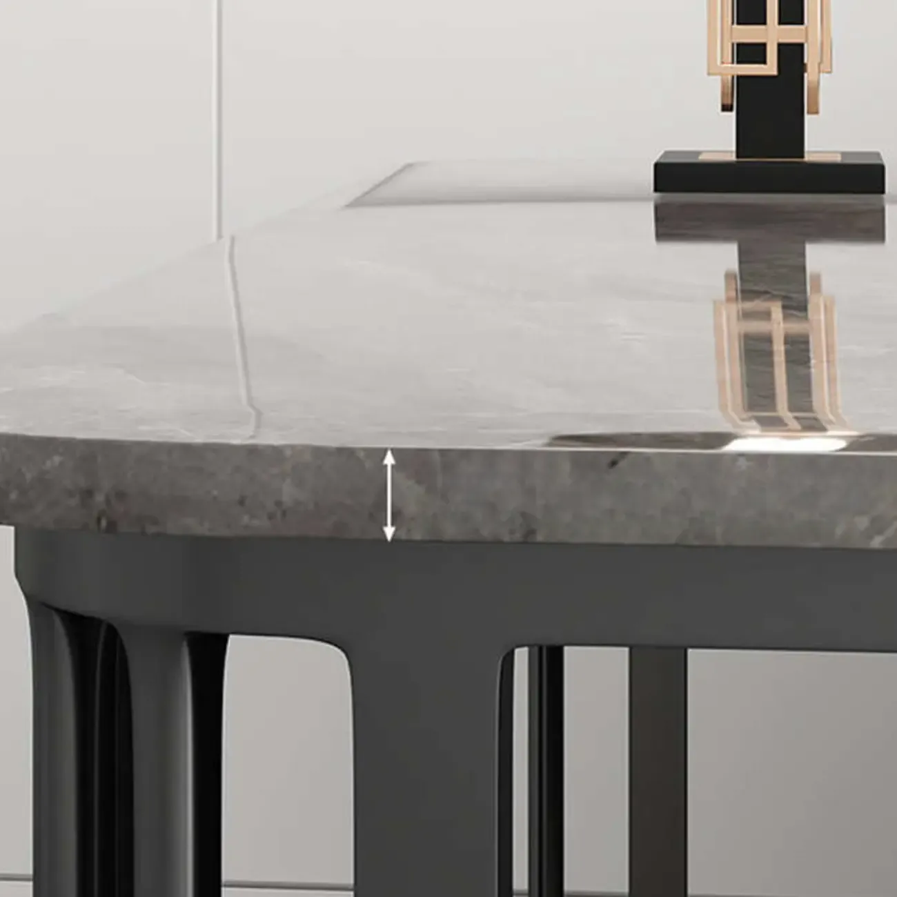 Luxury Rectangular Gold 2-Tier Coffee Table with Stone Top