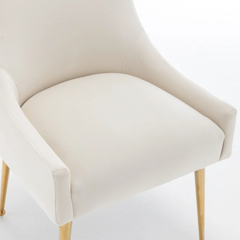 Velvet Upholstered Armless Dining Chair with Gold Metal Legs – Beige / Green / Black / Navy / Grey