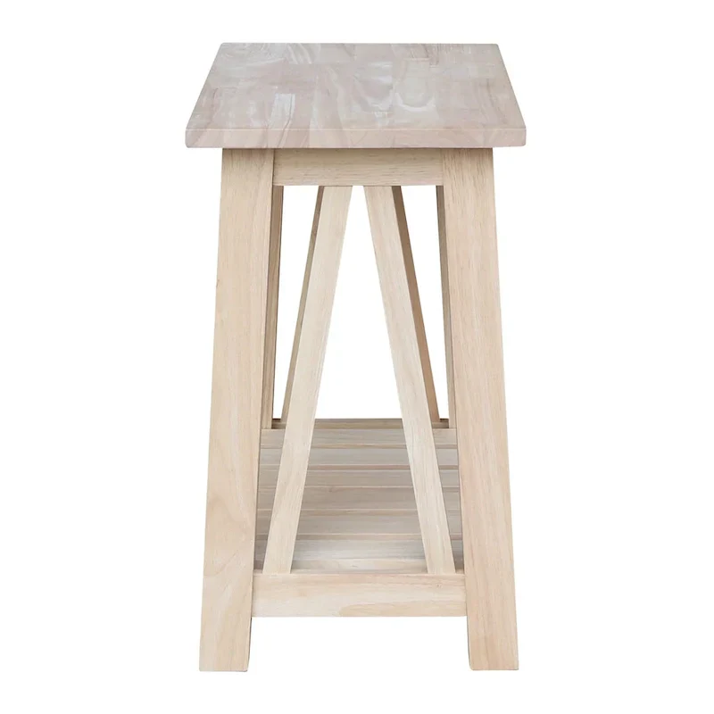 Solid Wood Side Table with Shelf