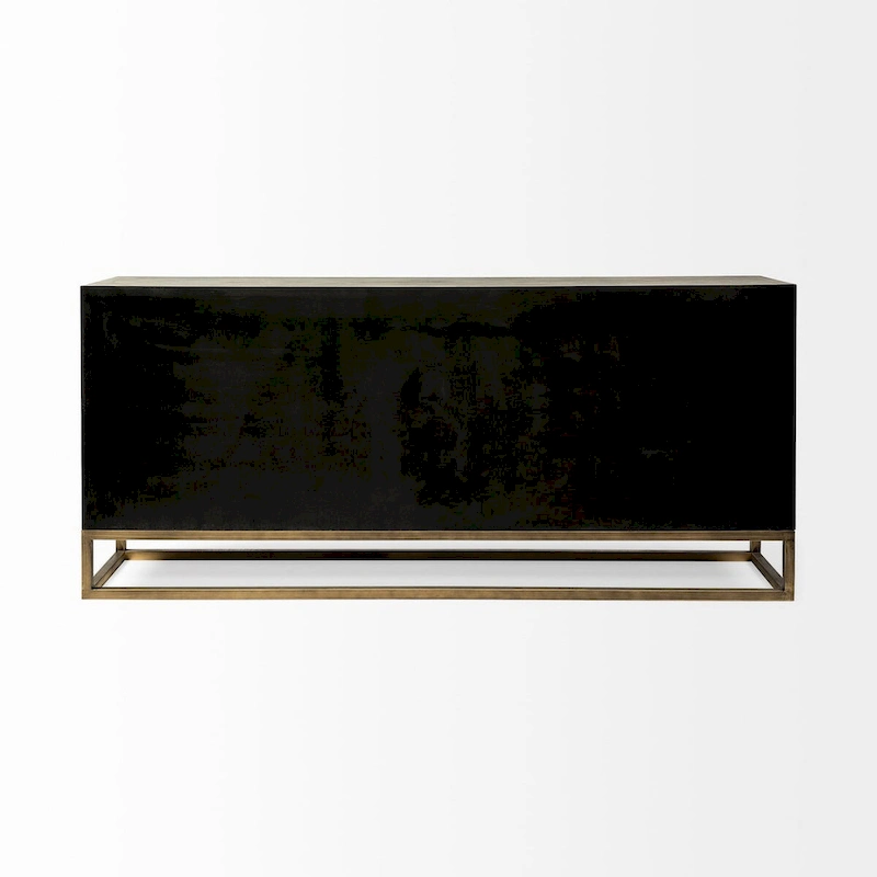 Genevieve II Gray Fir Veneer w/Gold Metal Frame Base 9 Drawer Sideboard