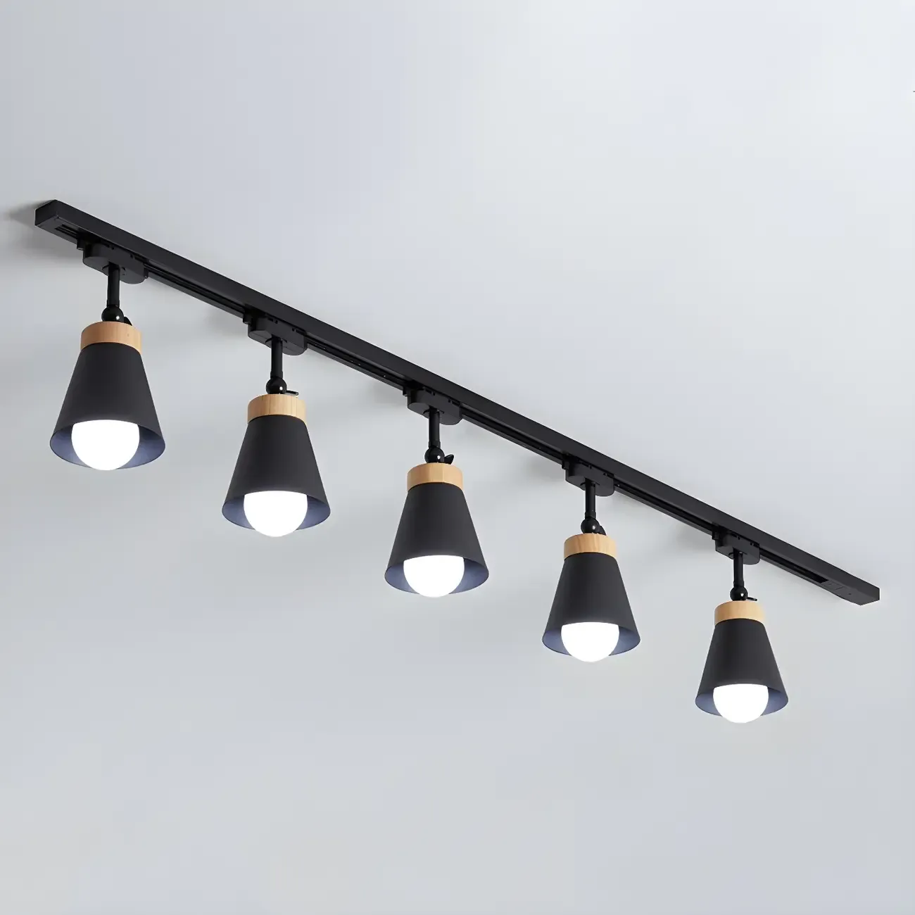 Modern Metal Cone Shape Semi Flush Mount Slidable Track Light