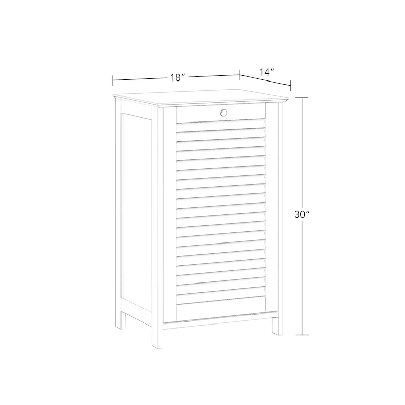 Tilt-Out Laundry Hamper Cabinet with Shutter Door & Cloth Bag — White