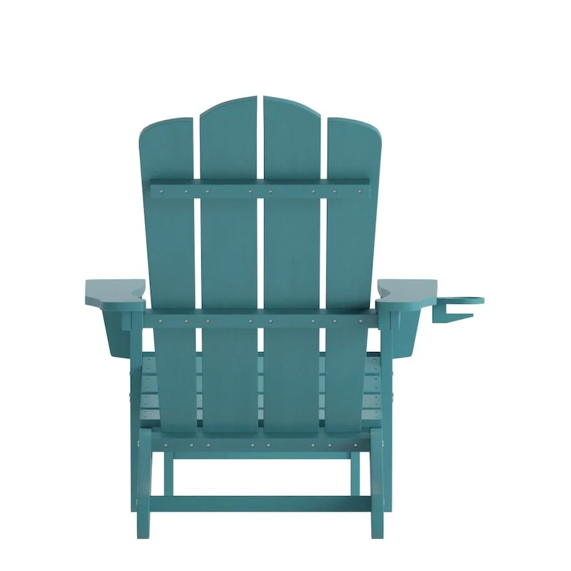 Commercial All-Weather Adirondack Chair with Pullout Ottoman & Cupholder