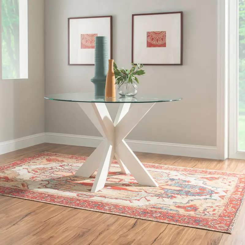 Allard X-base Round Glass Dining Table (Table Only)
