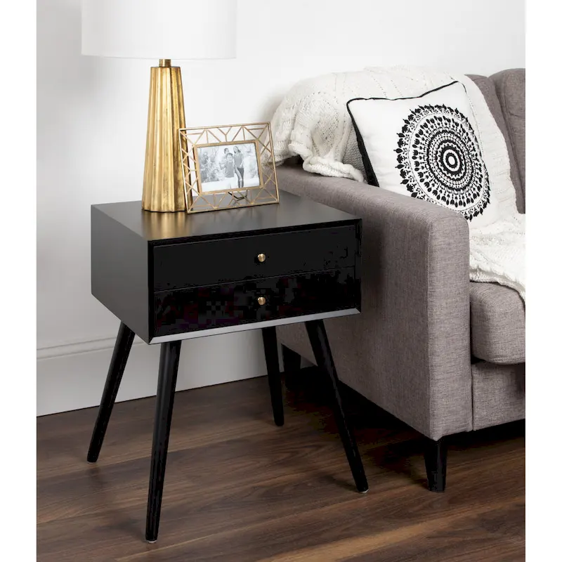 Finco Nightstand Side Table with 2 Drawers