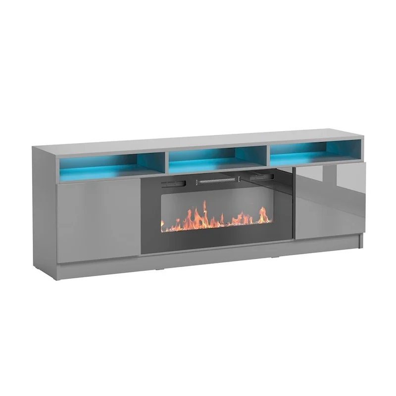 Gray / White / Black Electric Fireplace TV Stand – Modern Style, Fits up to 70