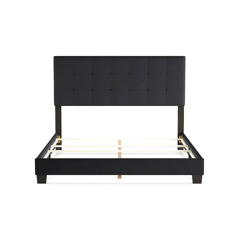 Bayview Charcoal Grey Grid-tufted Upholstered Panel Bed