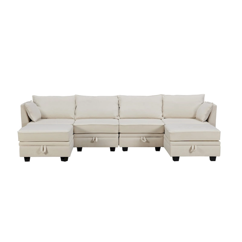 Modern U-Shape Modular Sectional Sofa, Convertible Sofa Bed with Reversible Chaise
