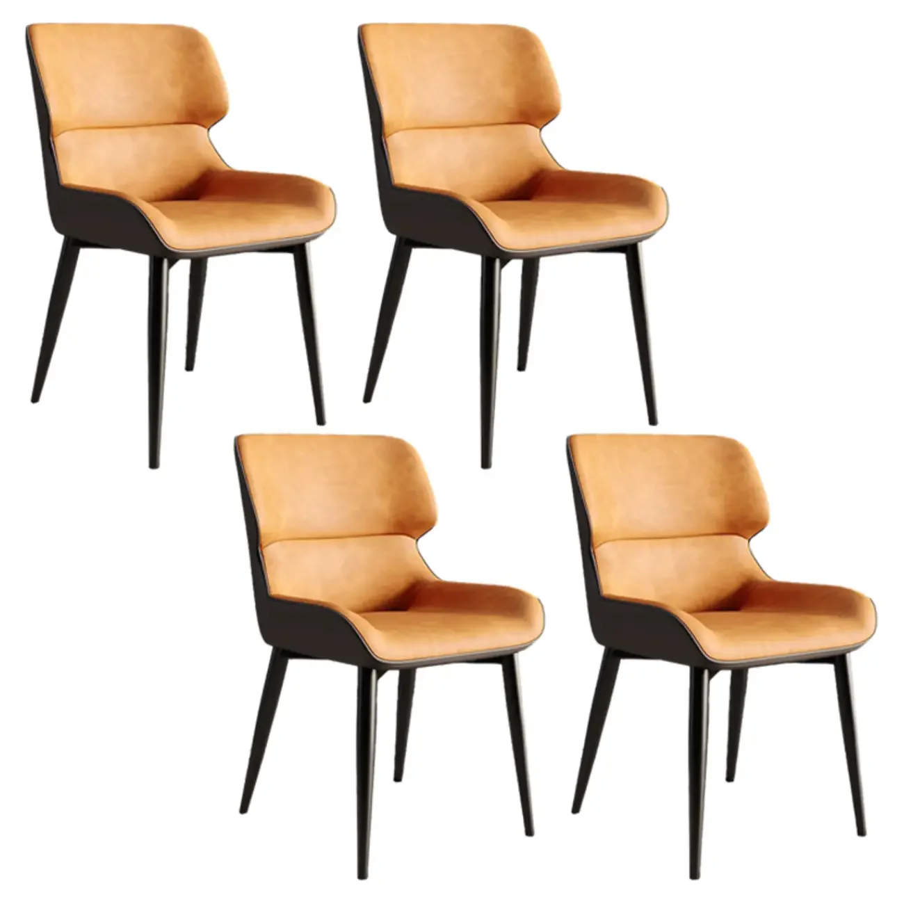 Leather Low Solid Back Armless Dining Side Chair