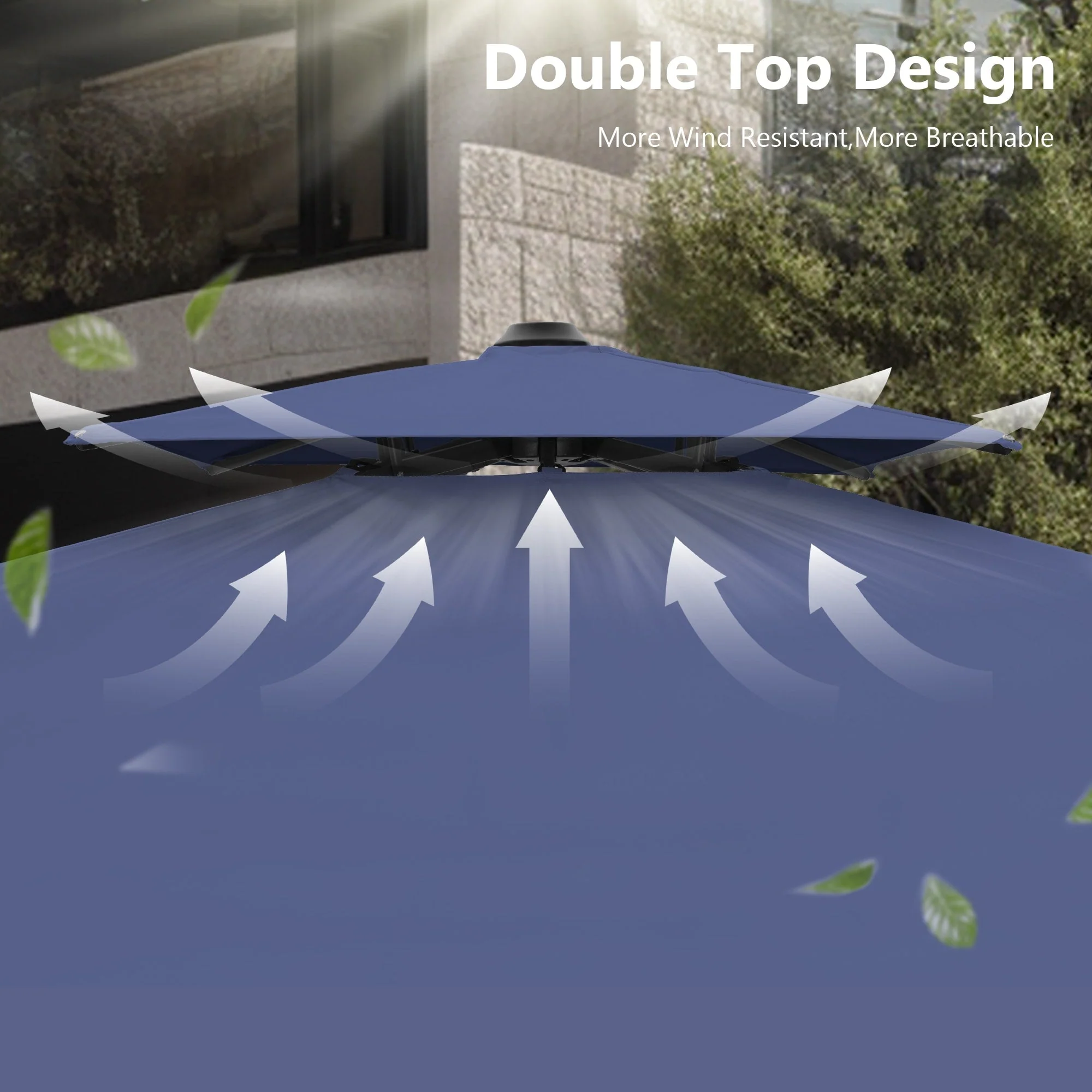 MAISON ARTS 12 FT Automatic Hydraulic Cantilever Umbrella Aluminum Pole 360 Degree Rotation