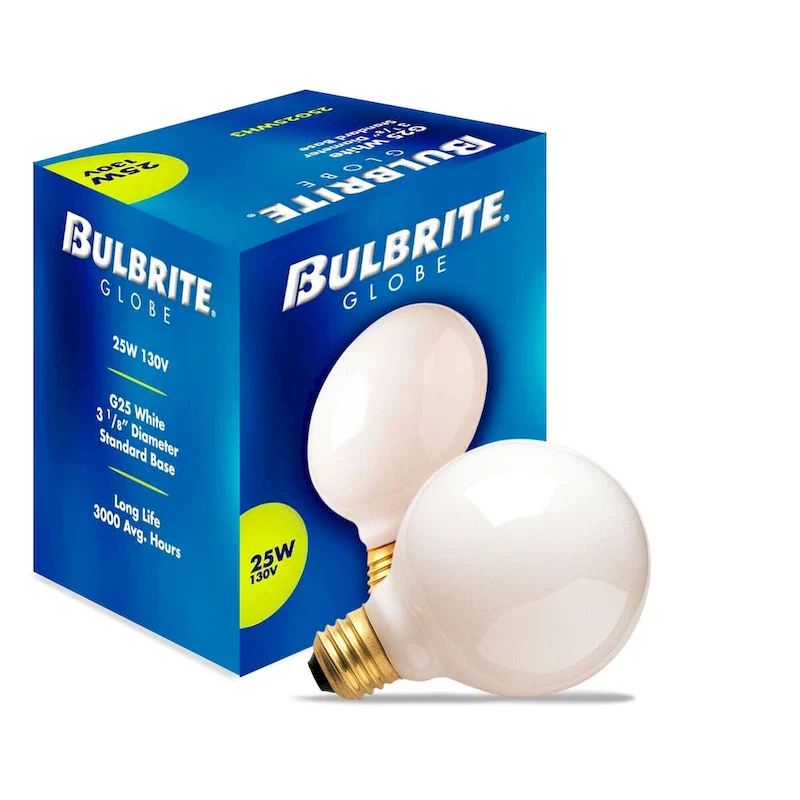 Bulbrite Pack of (24) 25 Watt Dimmable White G25 Incandescent Light Bulbs with Medium (E26) Base, 2700K Warm White Light