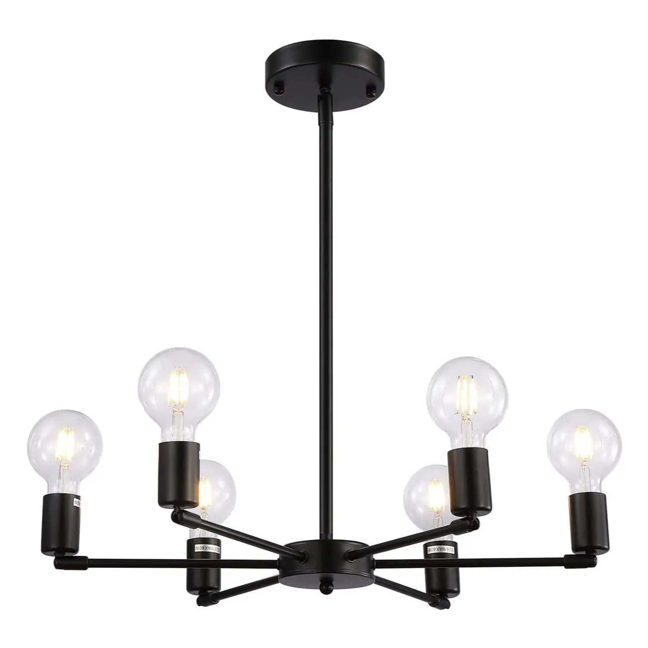 Industrial Black Metal Minimalist Sputnik Chandelier