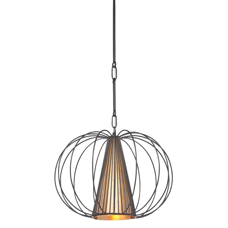 Currey & Company Spirograph 17  Black 1-Light Pendant - 14 h x 17 dia.