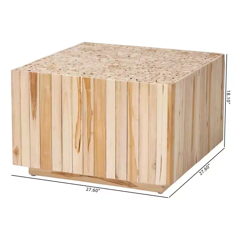 bali & pari Augusta Teak Wood Coffee Table with Unique Repurposed Wood Logs Natural