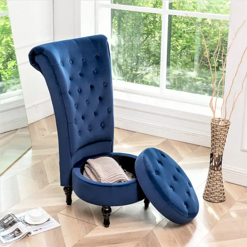 US Pride Furniture Gosser 20 Wide Velvet High Back Vanity Chair