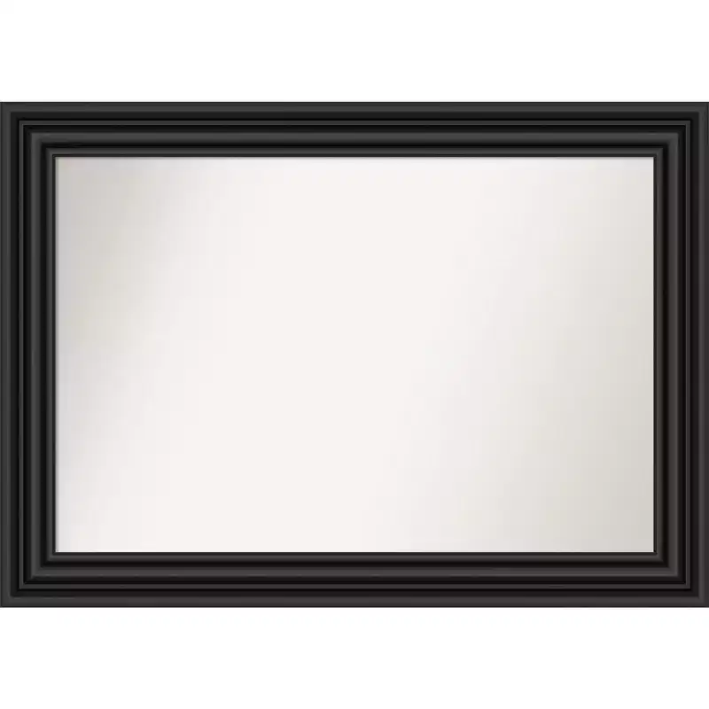 Amanti Art 42"x30" Non-Beveled Colonial Black Wall Mirror : Modern Style, Polystyrene Frame, Includes Mounting Hardware