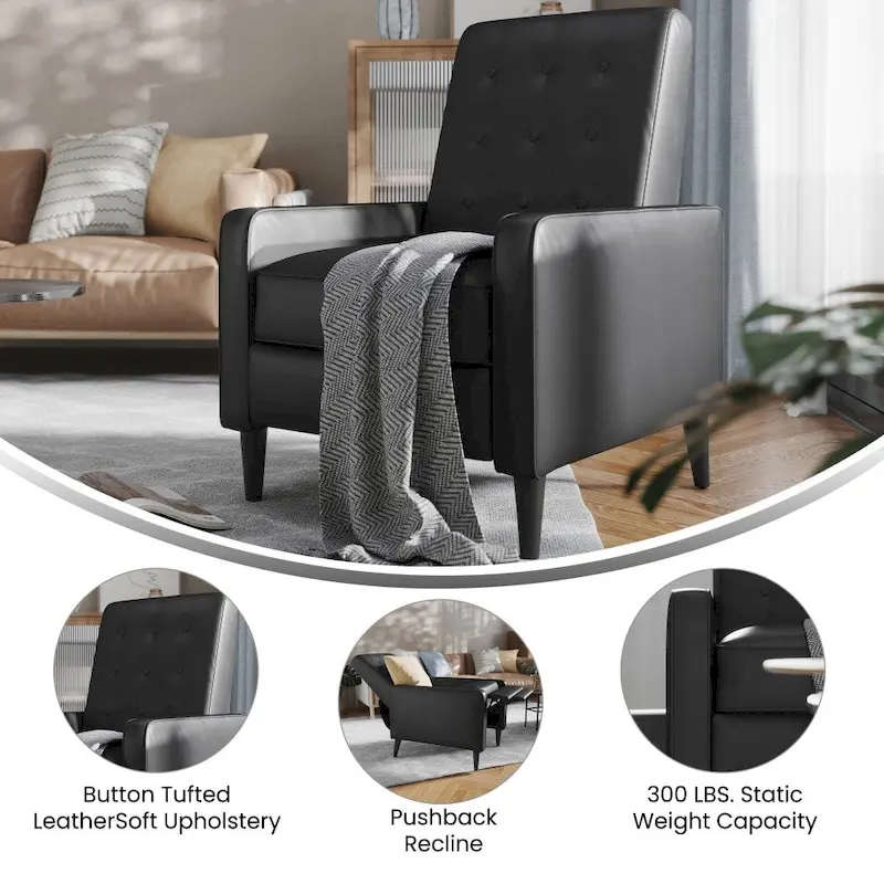 Pushback Recliner with Button Tufted Back