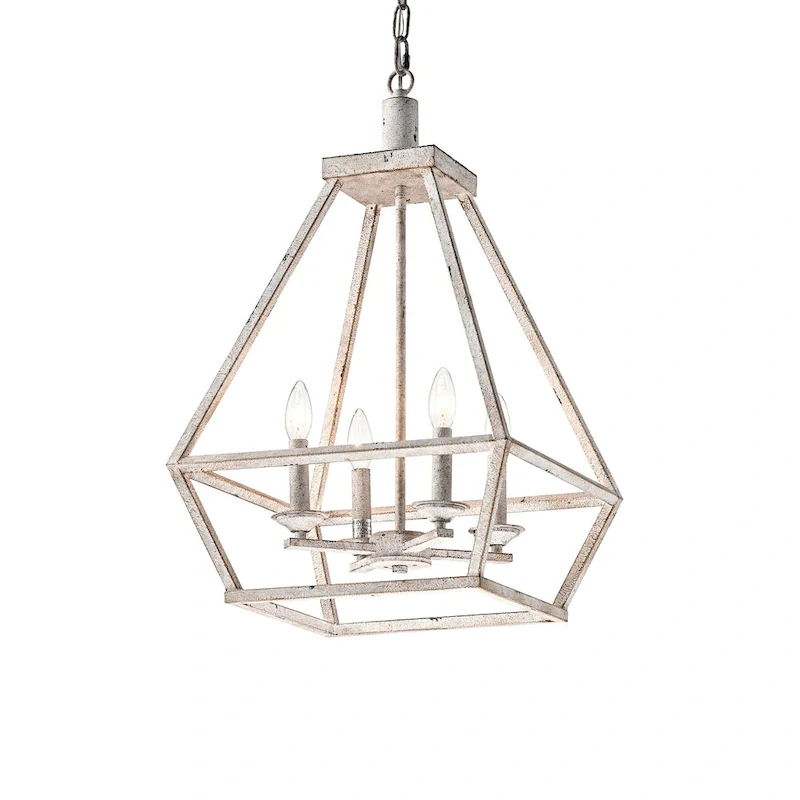 Antique White 4-Light Geometric Lantern Pendant