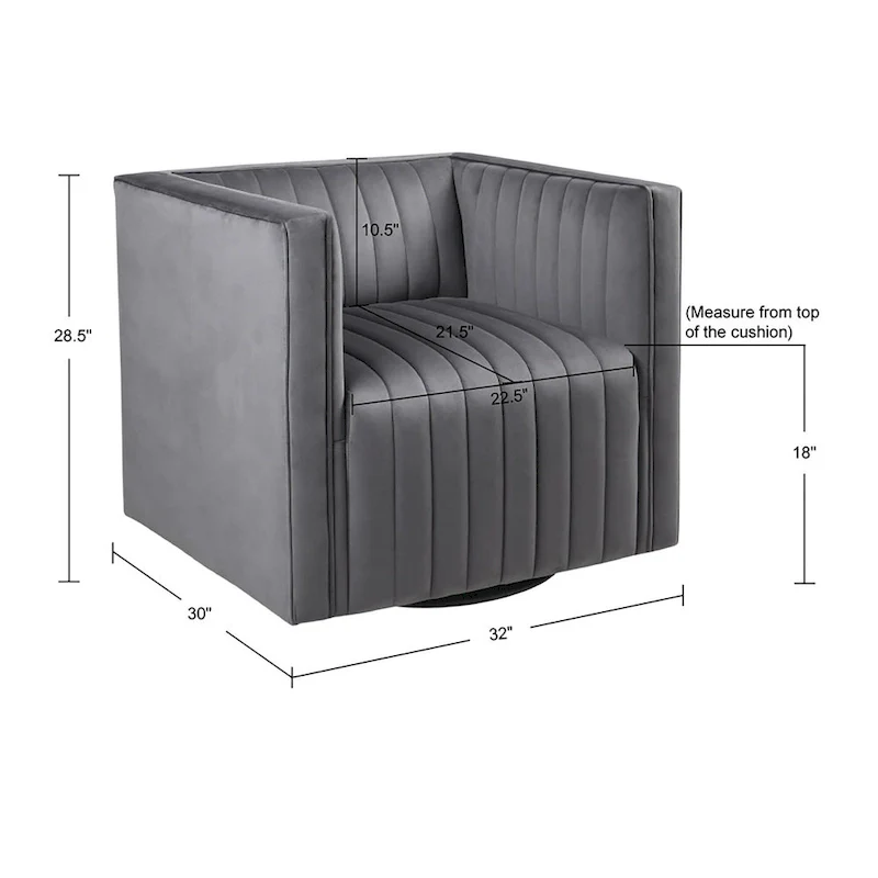 Madison Park Gayley Channel Tufted Swivel Armchair