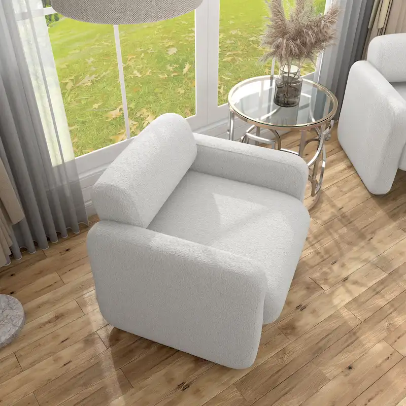 Modern Boucle Fabric Accent Chair with Arms, Upholstered Single Sofa Chair