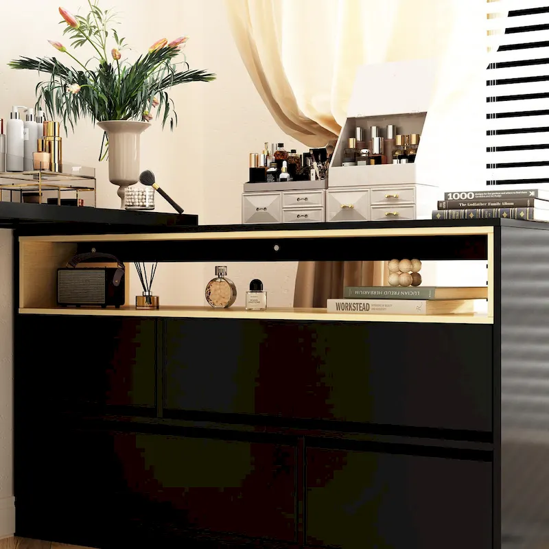 4-Drawer Desk Vanity Sideboard Bedroom Dresser Chest Of Drawers White