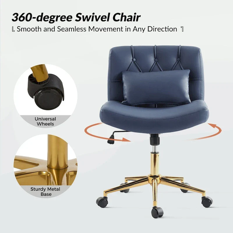 Charlie Modern Button-Tufted Swivel Tilting Office Chair with Pillow by HULALA HOME