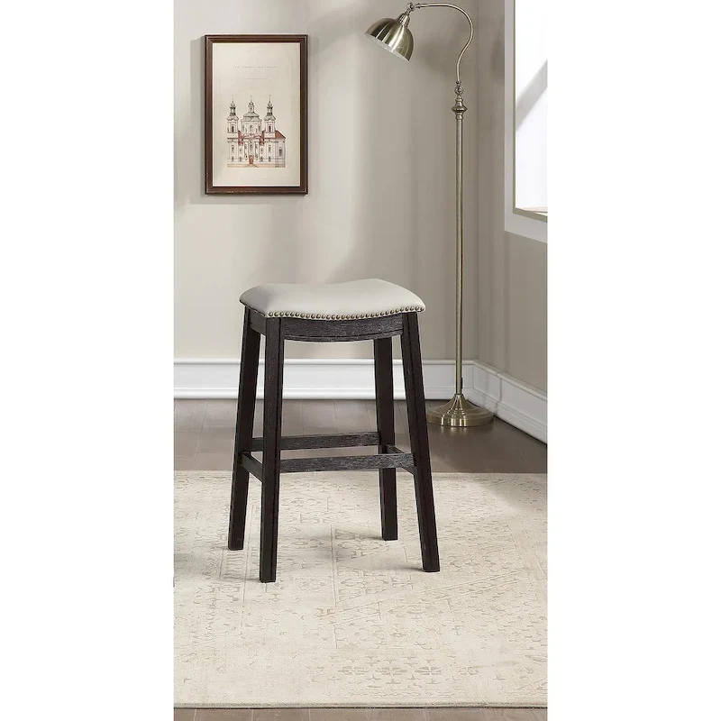 Grey PU Upholstery Bar Stool, Set of 2