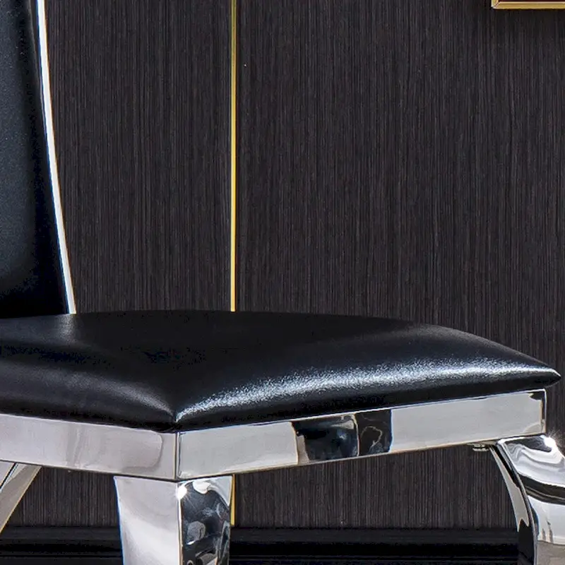 Velvet Unique Design Backrest Dining Chair with Stainless Steel Legs Set of 2