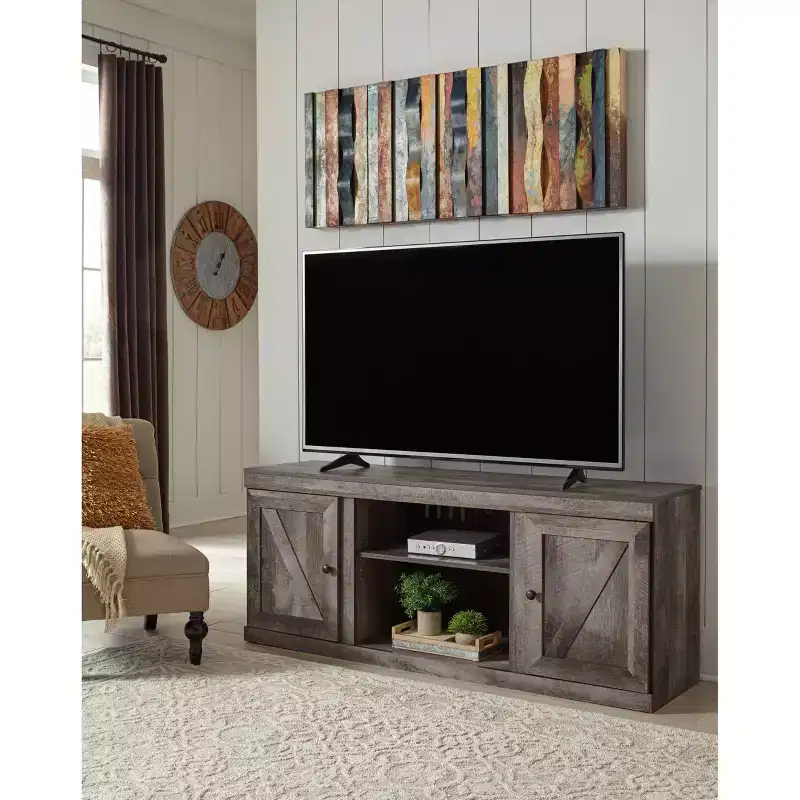 Signature Design by Ashley 60" Wynnlow TV Stand for TVs up to 65" Brown/Beige: Rustic Media Console with Cable Management