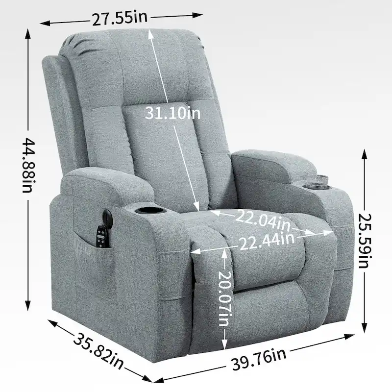 Power Lift Recliner with Massage, Lumbar Heating, USB Charging & Cup Holders, Modern Ergonomic Design