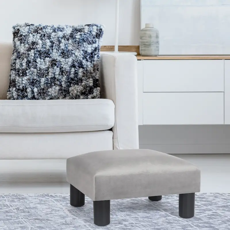 Adeco Ottoman Upholstered Fabric Footrest Pet Steps Dog Stair Stool