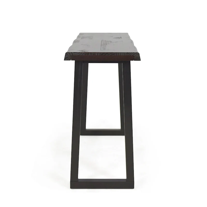 Steve Silver Joliet Live Edge Distressed Cherry and Ebony Console Bar Table