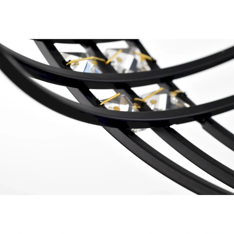 Jaipem 12 Inch Modern Matte Black Crystal Pendant Ceiling Light