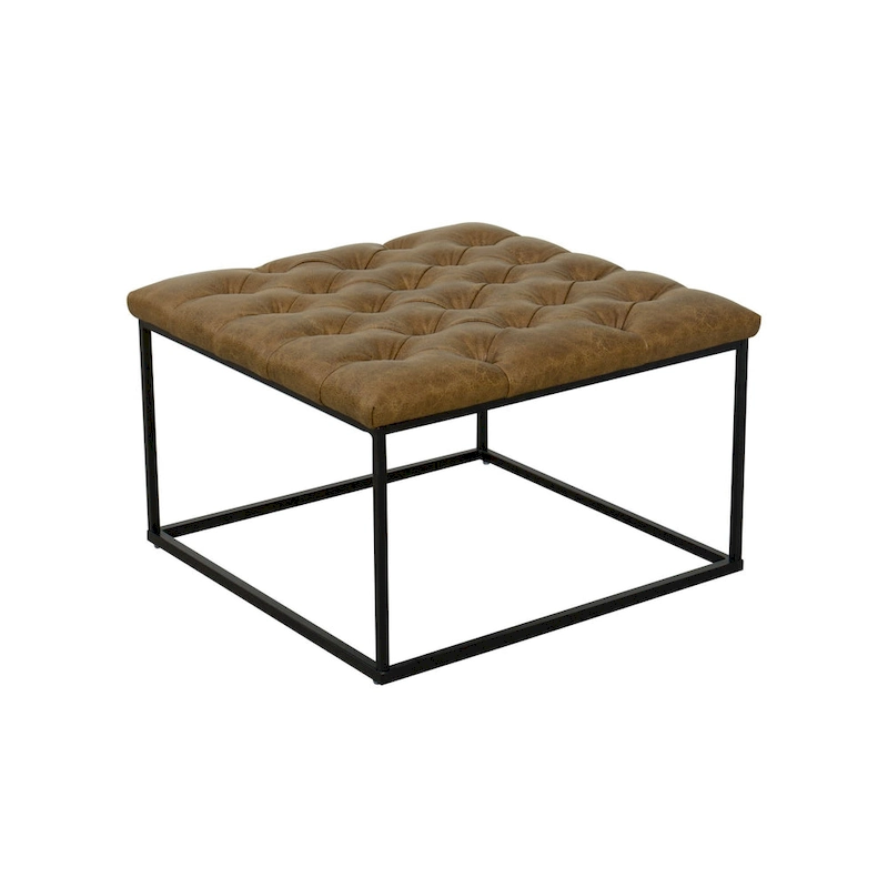HomePop Draper Square Button-tufted upholstered top Cocktail Ottoman