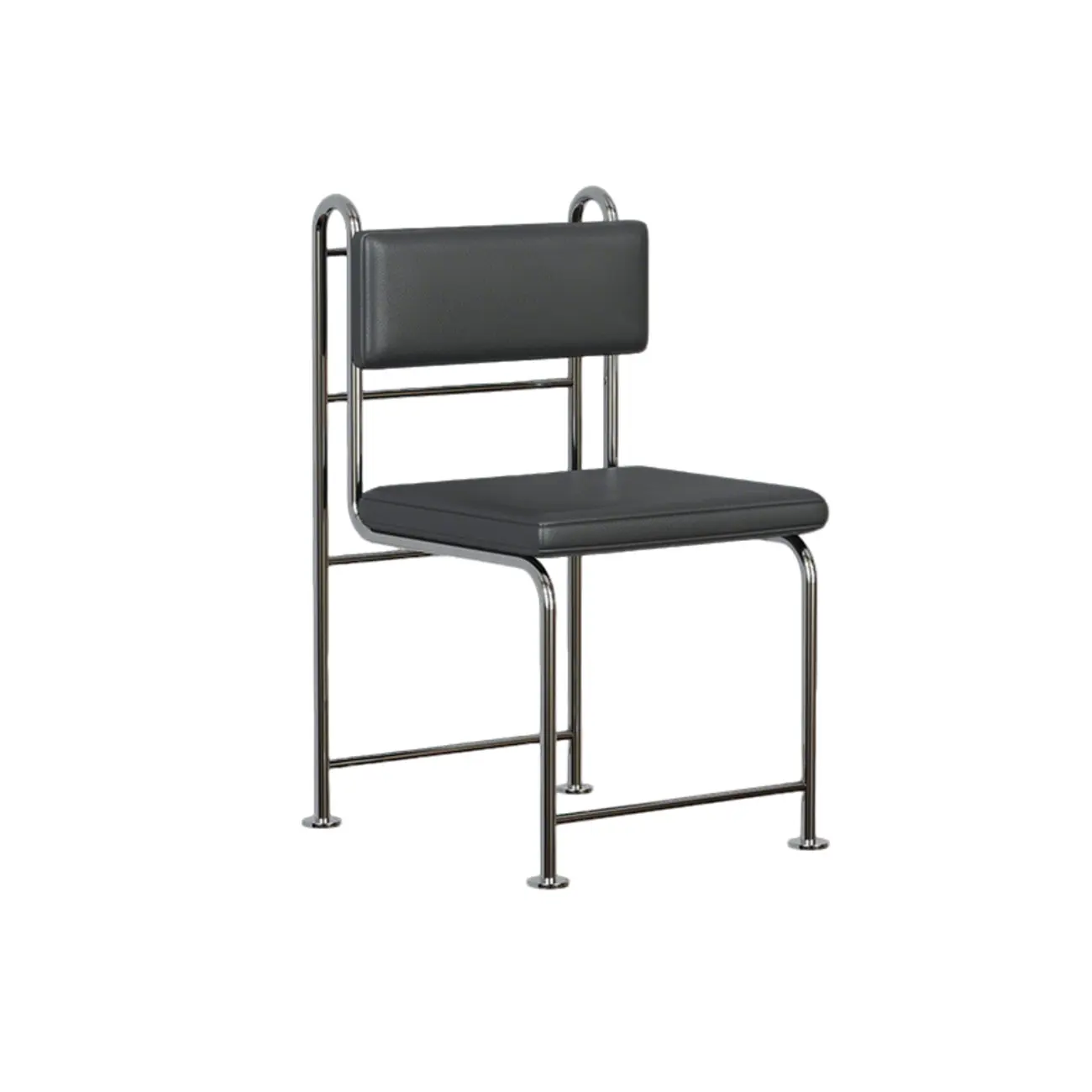 Contemporary Low Back Faux Leather Metal Dining Chairs