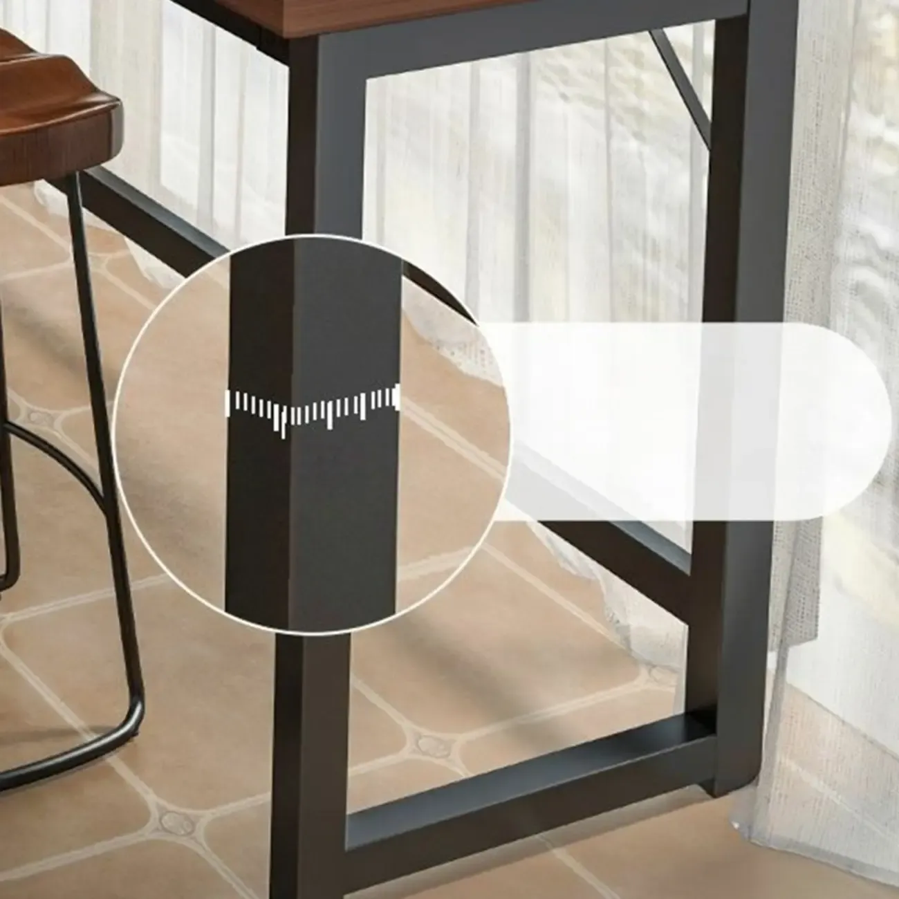 Modern Brown Wooden Metal Frame Fixed Top Bar Tables