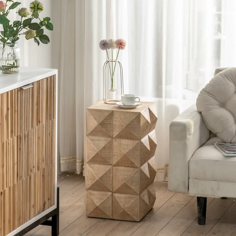 23.62Height Three-dimensional Embossed Pattern Design Retro Coffee Table Retro Furniture