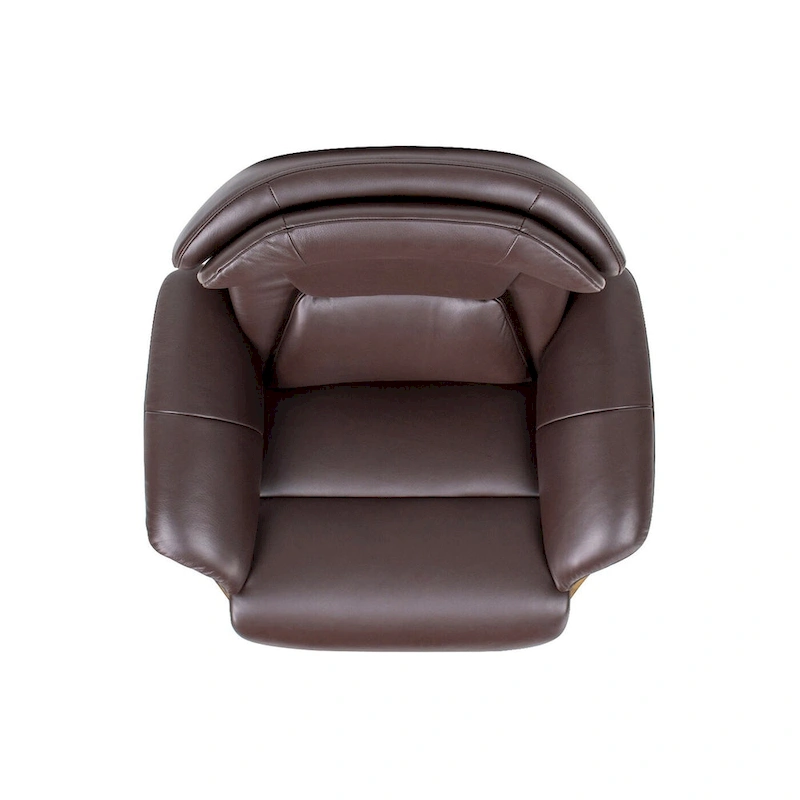 Jovan 31.5 Curved Wood Genuine Leather Recliner Lounge Chair