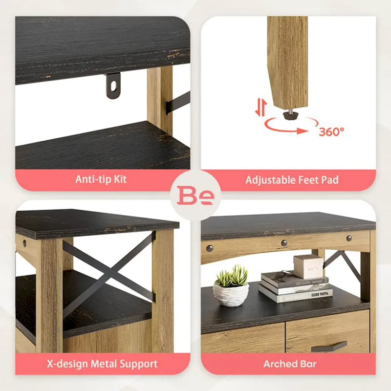 Bestier Hallway & Living Room Storage Cabinet w/ 2 Shelves and 5 Drawers, Brown - 83