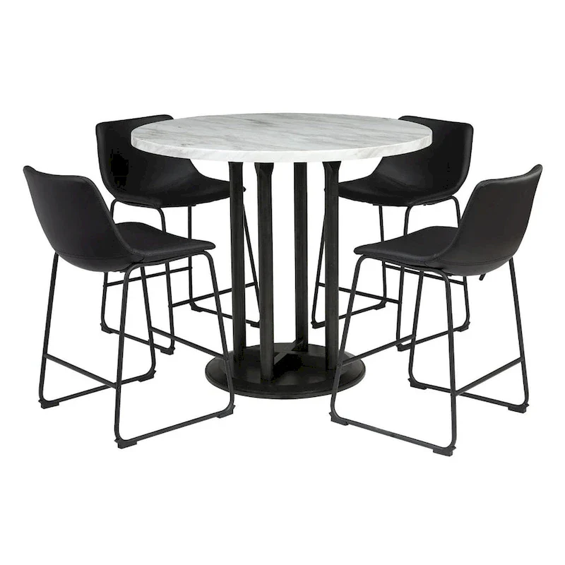 Centiar White/Black Circular Counter Height Table