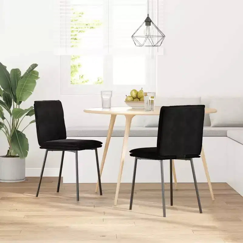 vidaXL Dining Chair Set of 4 Black Velvet, plywood, metal